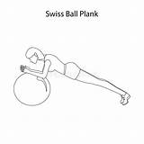 Plank Exercise Esercizio Palla Svizzero Profilo Illustrazione Plancia Gamba Allenamento sketch template