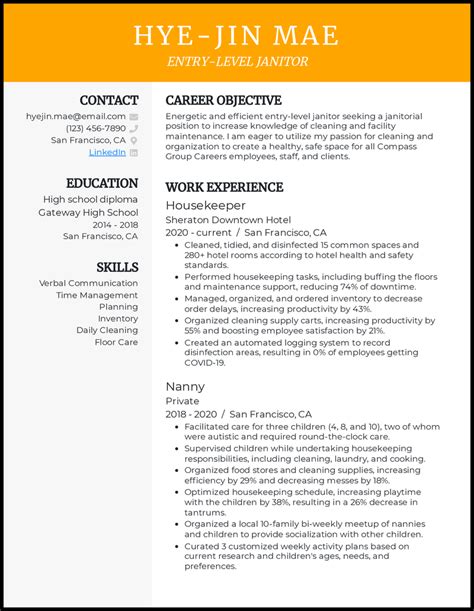 janitor resume examples built