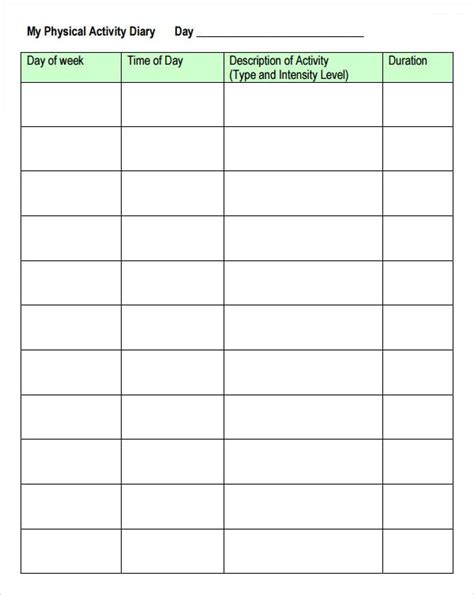 activity log templates word excel  templates physical