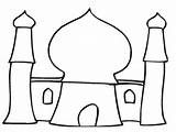 Masjid Mosque Coloring Gambar Clipart Mewarnai Dot Template Printable Ramadan Cartoon Kids Outline Clip Mesjid Mosques Islamic Activity Templates Pages sketch template