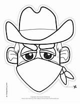 Cowboy Bandit Mask Printable Outline Drawing Template Bandana Color Coloring Masks West Printables Wild Cowboys Theme Colouring Western Vaqueros Pages sketch template