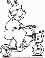 Oma Auf Coloring Granny Riding Bicycle Clipart Pages Impressions Mønstre Choose Colouring Board Drawing Für Buch sketch template