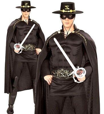 adult deluxe mask  zorro fancy dress costume muscle chest film tv