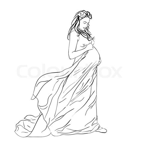 the beautiful pregnant woman in a long dress stock vector colourbox