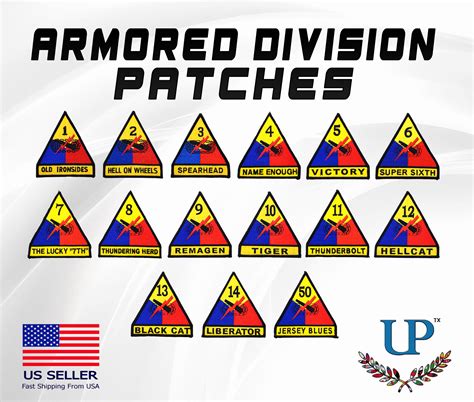 embroidered  army armored divisions iron  patches armored division patches st