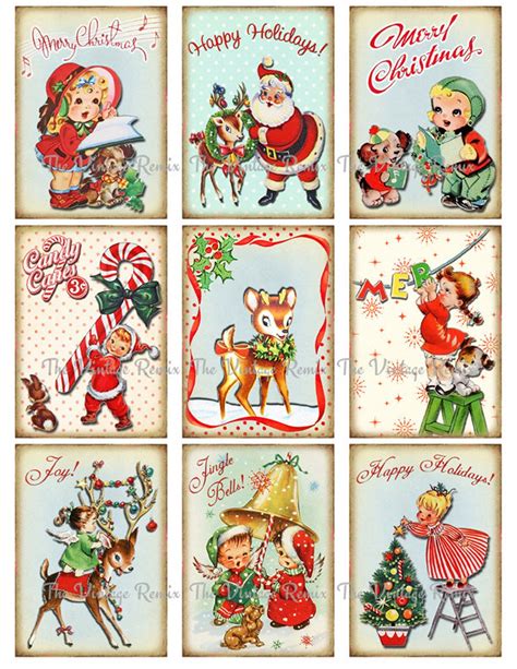 instant  printable christmas tags digital collage etsy