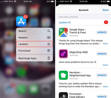 quickly access app store updates   home screen