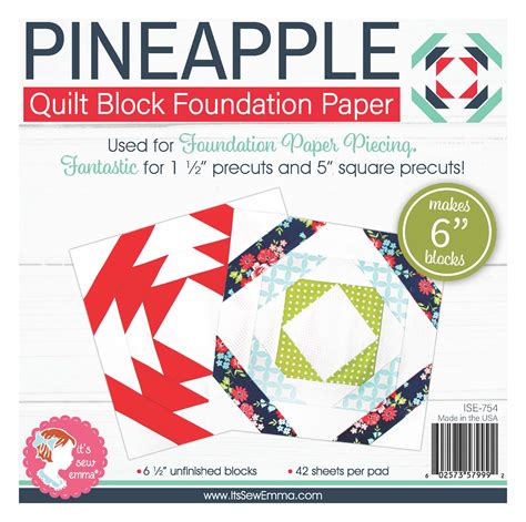sew emma quilt block foundation paper  pineapple