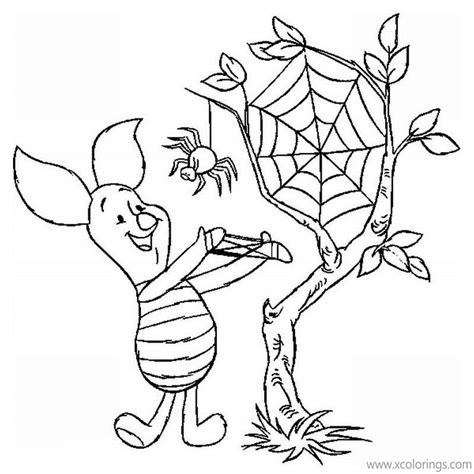 winnie  pooh halloween coloring pages piglet  spider