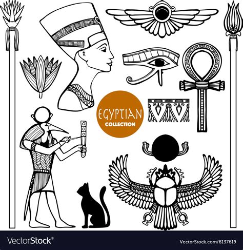 egypt symbols set royalty  vector image vectorstock