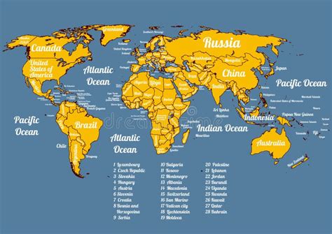 carte politique du monde entier de vecteur illustration de vecteur