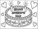 Cake Coloring Happy Mothers Printable Candles Kids sketch template