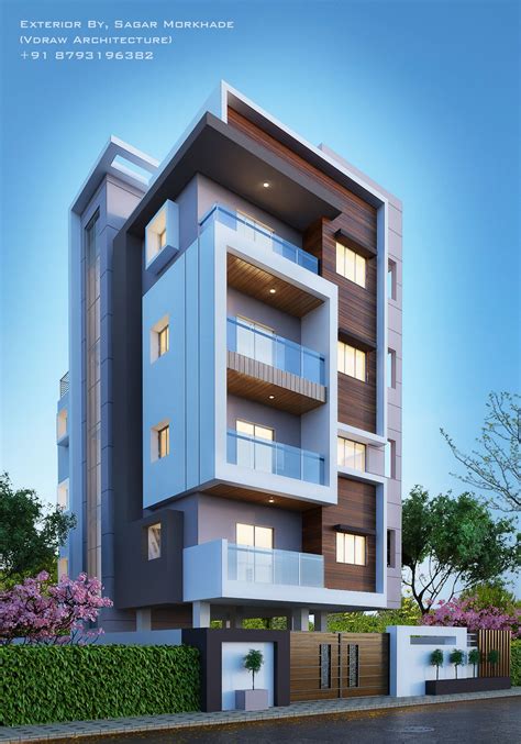 modern residential flat scheme exterior  arsagar morkhade vdraw architecture
