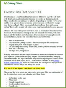 diverticulitis diet sheet calming blends