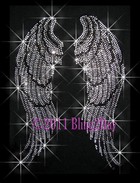 large angel wings rhinestone iron on transfers hot fix ebay