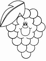 Grapes Coloring Pages Kids Smiling sketch template