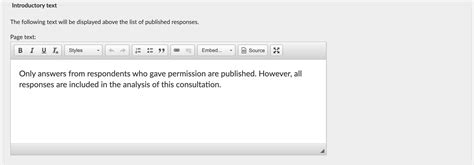 response publishing customise  responses  displayed