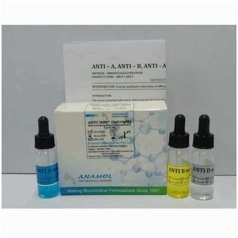 iso certified blood grouping reagent anti abd xml  rs pack blood group test kit