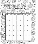 Calendar Coloring Printable February Pages Valentines Kids Adults Monthly Calender Blank Activities Woojr Planner Book Calander Choose Board sketch template