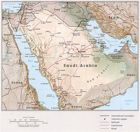 detailed relief  road map  saudi arabia saudi arabia detailed relief  road map