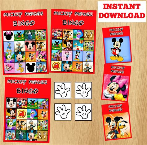 bingo cards mickey mouse bingo game set  kidspartypixel