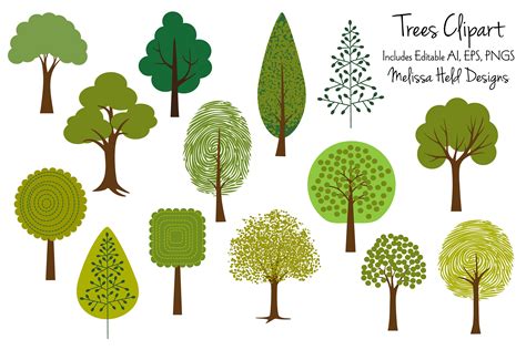 trees clipart  illustrations design bundles
