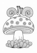 Zentangle Antistress Erwachsene Snails Pilz Vektorillustration sketch template