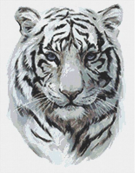 white tiger cross stitch pattern  instant   etsy