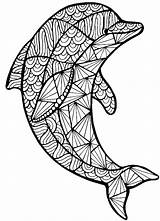 Mandala Coloring Animal Pages Dolphin Kids sketch template