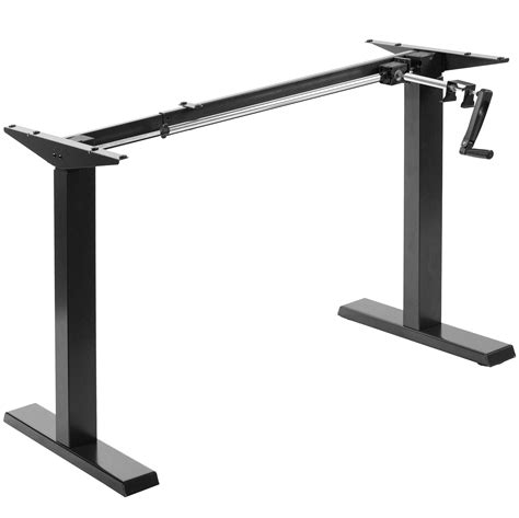 vivo black manual height adjustable stand  desk frame crank system