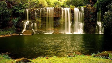 golden green waterfall wallpapers and images wallpapers