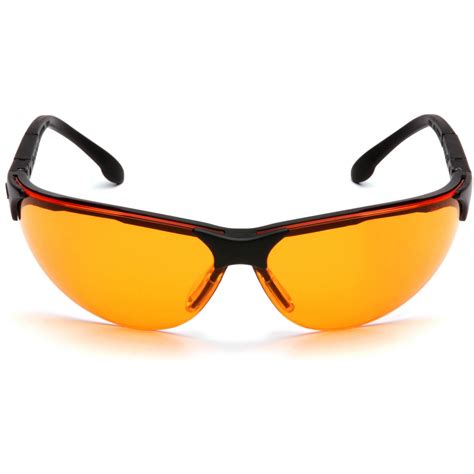 pyramex rendezvous safety glasses black frame orange lens