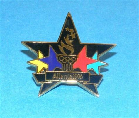 Atlanta 1996 Olympic Collectible Logo Pin Black Star W Multi Colored
