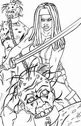 Dead Walking Coloring Pages Michonne Zombie Sheets Line Printable Deviantart Book Ojeda Adult Choose Board Colouring Getcolorings Zombies sketch template