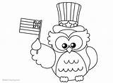 Coloring Patriotic Pages Flag Owl Printable Kids Color Template sketch template