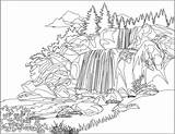 Natur Landschaft Berge Mountains Paisagem Natureza Wasserfall Wald Montanhas Malvorlagen Piccillo Rio Albanysinsanity Cachoeira Coloringhome sketch template