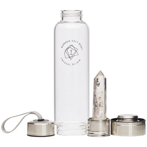 clear quartz crystal elixir glass water bottle 550ml