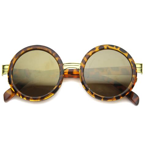 large round frame with metal accents retro sunglasses zerouv