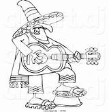 Mexican Coloring Pages Line Cartoon Outline Clipart Vector Folk Fiesta Guitarist Color Getdrawings Dj Djart Getcolorings Printable sketch template