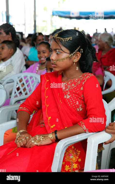 Girl Of Indian Ethnicity At A Hindu Festival Georgetown Guyana South