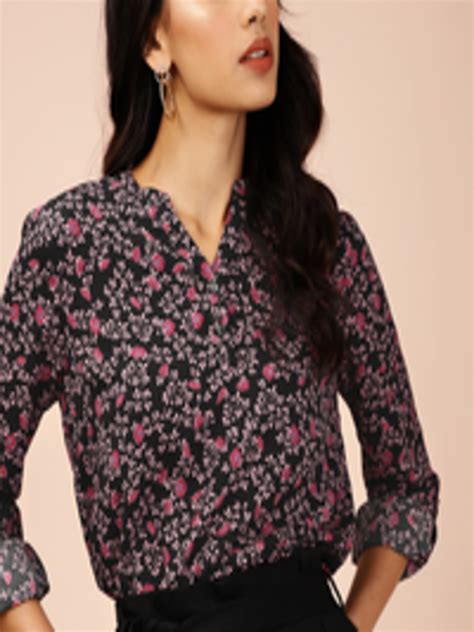 buy    women black pink floral print top tops  women  myntra