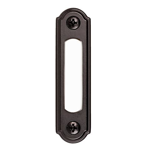 hampton bay wired led lighted door bell push button black hb    home depot