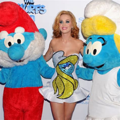 Check Out Katy Perry S Smurf Tastic Premiere Dress E Online