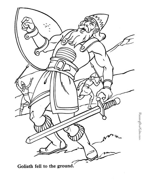 goliath  david bible coloring page  print bible coloring pages
