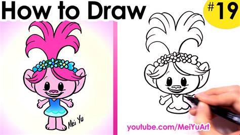 draw poppy troll meiyuart drawing lessons  trolls