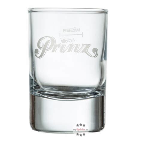 prinz original schnaps glas stamperl mit prinz logo  weiss cl