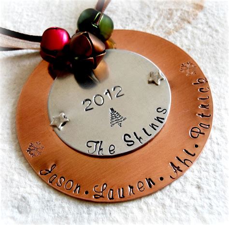 personalized metal christmas ornaments  thehandstampedheart