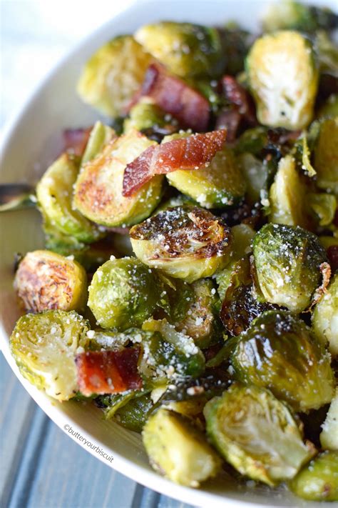 parmesan roasted brussels sprouts  bacon butter  biscuit