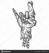 Zombie Hand Metal Coloring Pages Heavy Rock Template sketch template