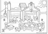 Boerderij Boerderijdieren Dieren Omnilabo Bauernhof Kinderkleurplaten Miniland Downloaden Huizen Kleuren sketch template